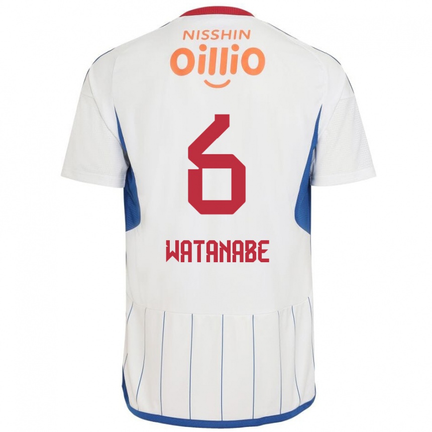 Hombre Fútbol Camiseta Kota Watanabe #6 Blanco Azul Rojo 2ª Equipación 2024/25 Argentina