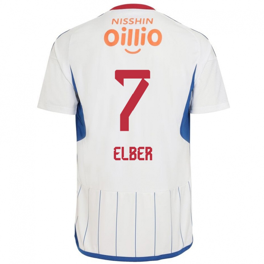 Hombre Fútbol Camiseta Élber #7 Blanco Azul Rojo 2ª Equipación 2024/25 Argentina