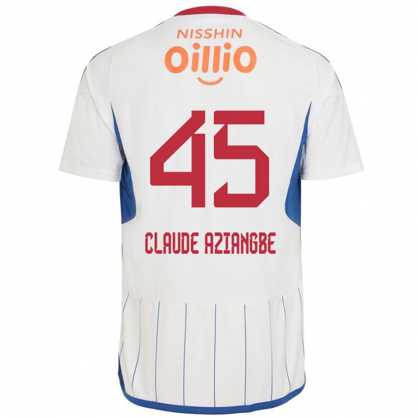 Hombre Fútbol Camiseta Jean Claude Aziangbe #45 Blanco Azul Rojo 2ª Equipación 2024/25 Argentina