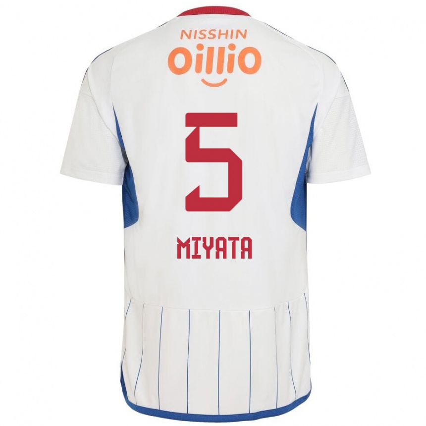 Hombre Fútbol Camiseta Haru Miyata #5 Blanco Azul Rojo 2ª Equipación 2024/25 Argentina