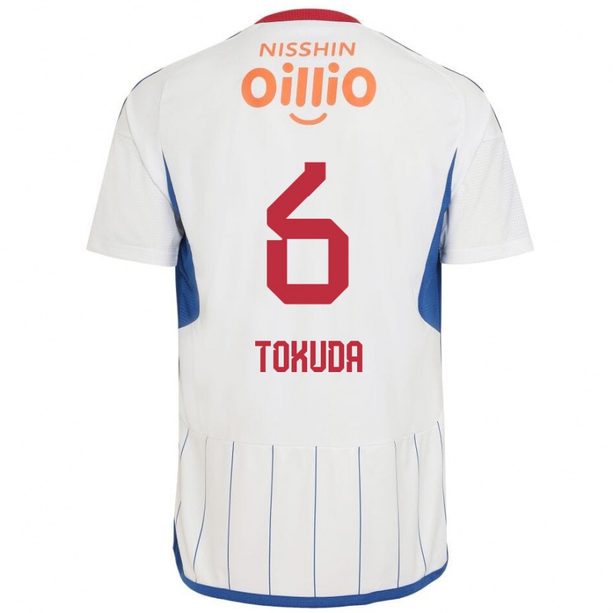 Hombre Fútbol Camiseta Yuma Tokuda #6 Blanco Azul Rojo 2ª Equipación 2024/25 Argentina