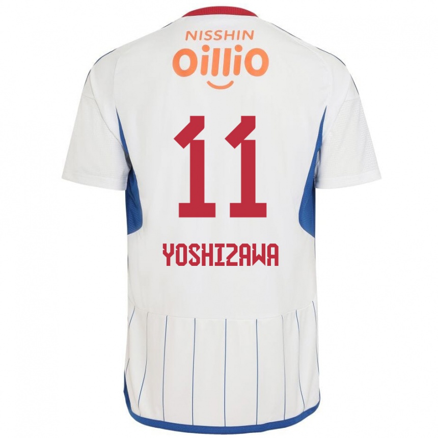 Hombre Fútbol Camiseta Mirai Yoshizawa #11 Blanco Azul Rojo 2ª Equipación 2024/25 Argentina