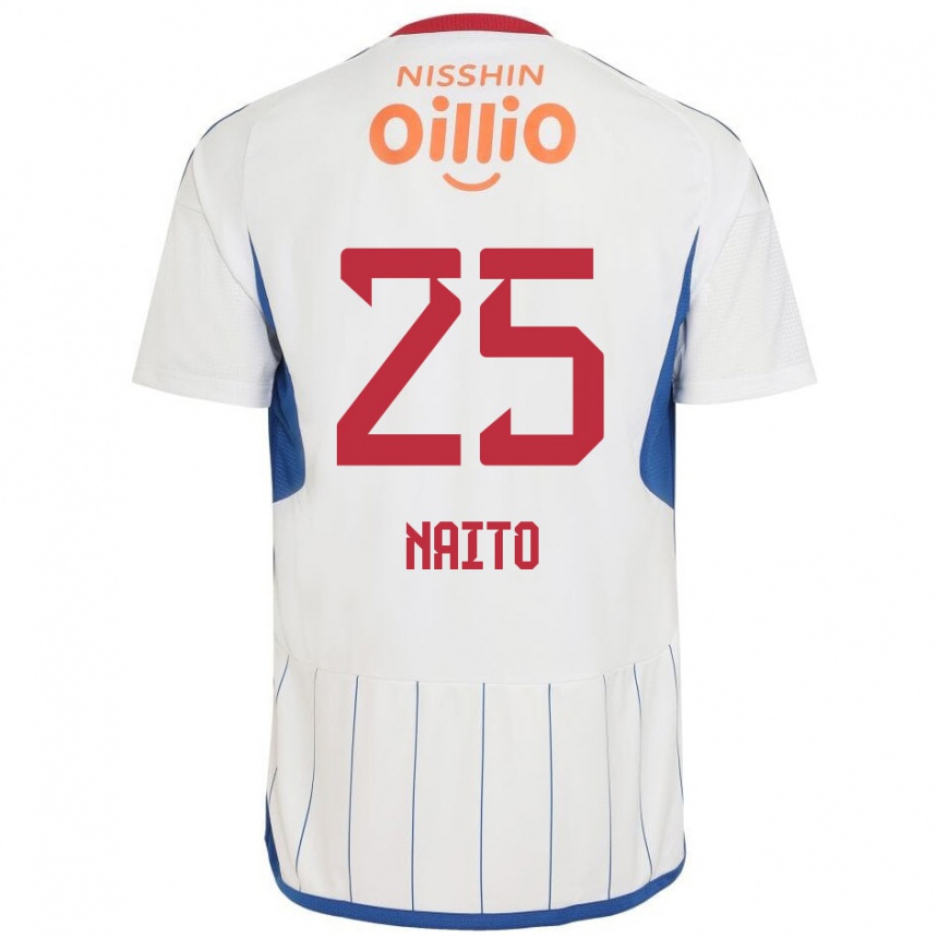 Hombre Fútbol Camiseta Kiyomu Naito #25 Blanco Azul Rojo 2ª Equipación 2024/25 Argentina