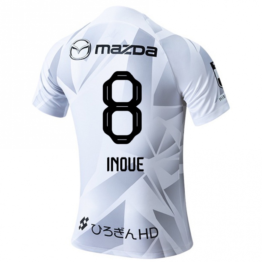 Hombre Fútbol Camiseta Akashi Inoue #8 Blanco Gris Negro 2ª Equipación 2024/25 Argentina