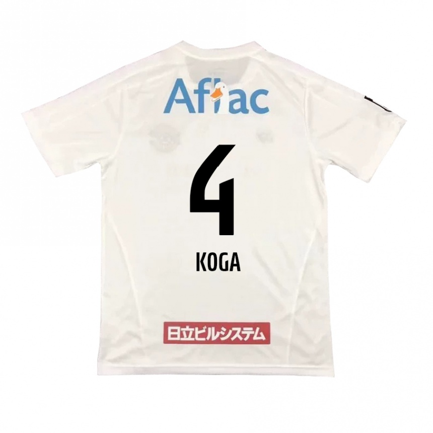 Hombre Fútbol Camiseta Taiyo Koga #4 Blanco Negro 2ª Equipación 2024/25 Argentina