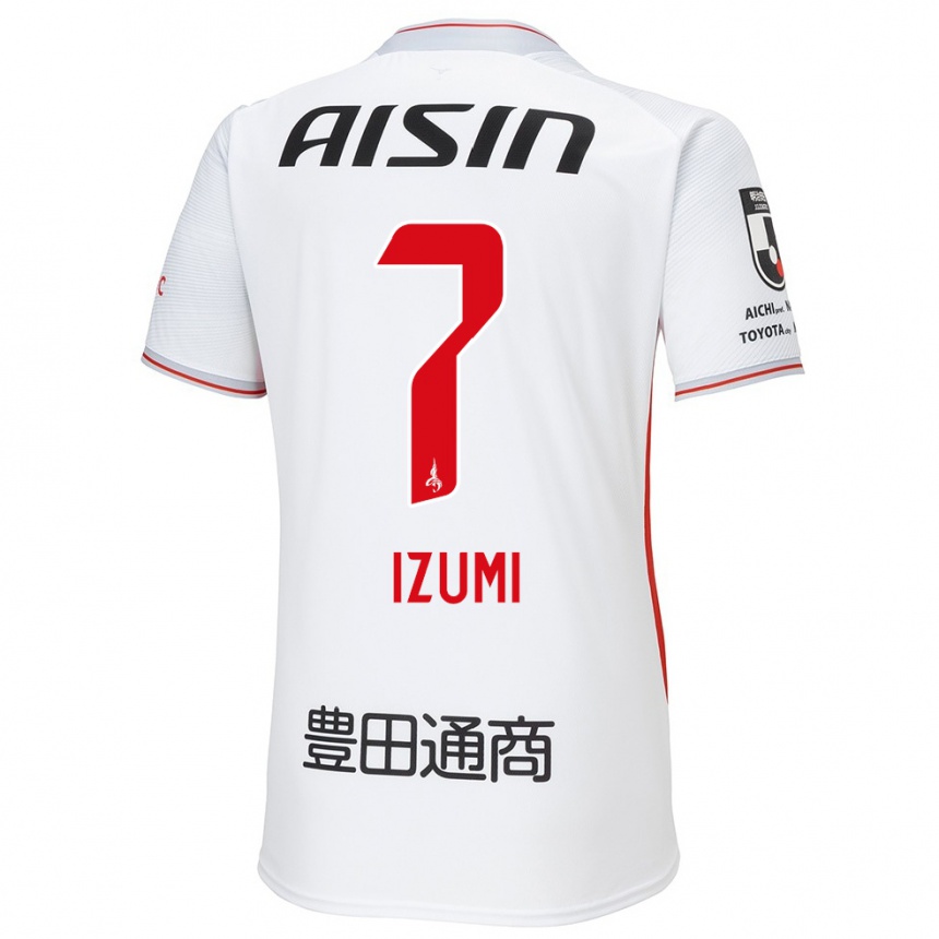 Hombre Fútbol Camiseta Ryuji Izumi #7 Blanco Amarillo Rojo 2ª Equipación 2024/25 Argentina