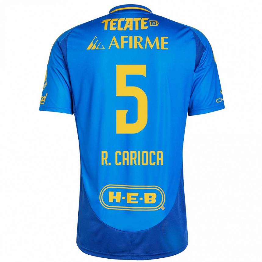 Hombre Fútbol Camiseta Rafael Carioca #5 Azul Amarillo 2ª Equipación 2024/25 Argentina