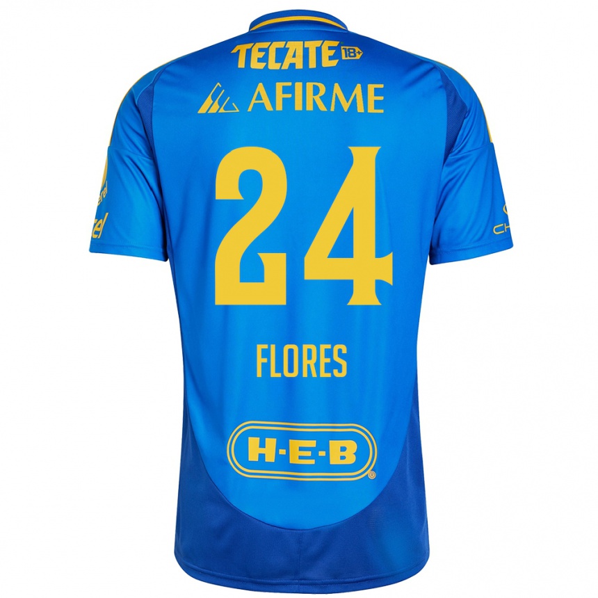 Hombre Fútbol Camiseta Marcelo Flores #24 Azul Amarillo 2ª Equipación 2024/25 Argentina