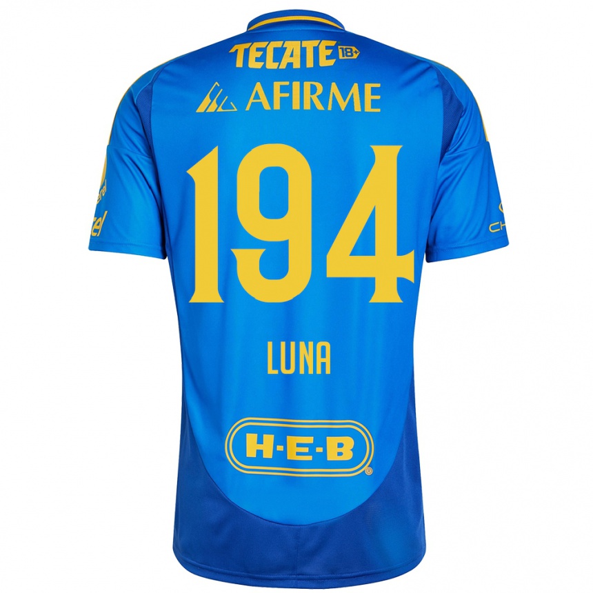 Hombre Fútbol Camiseta Juan Luna #194 Azul Amarillo 2ª Equipación 2024/25 Argentina