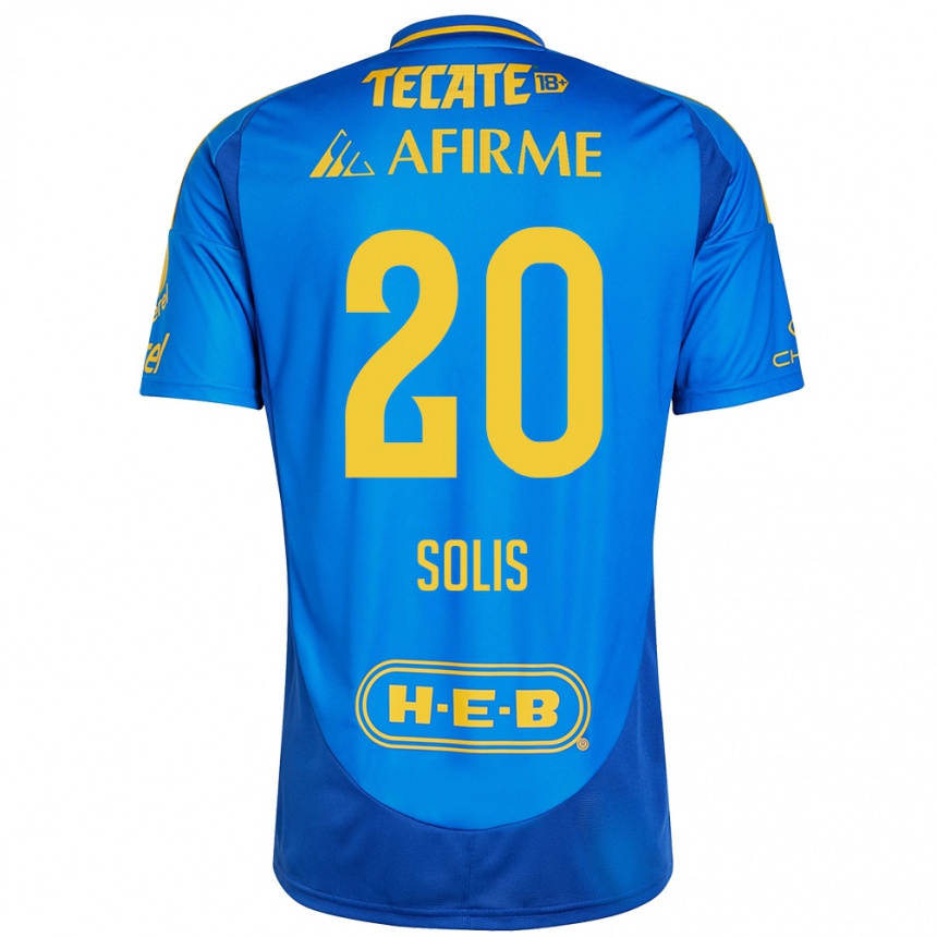 Hombre Fútbol Camiseta Ofelia Solis #20 Azul Amarillo 2ª Equipación 2024/25 Argentina