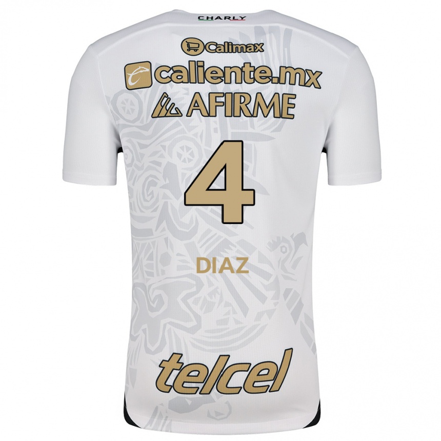 Hombre Fútbol Camiseta Nicolás Díaz #4 Blanco Negro 2ª Equipación 2024/25 Argentina