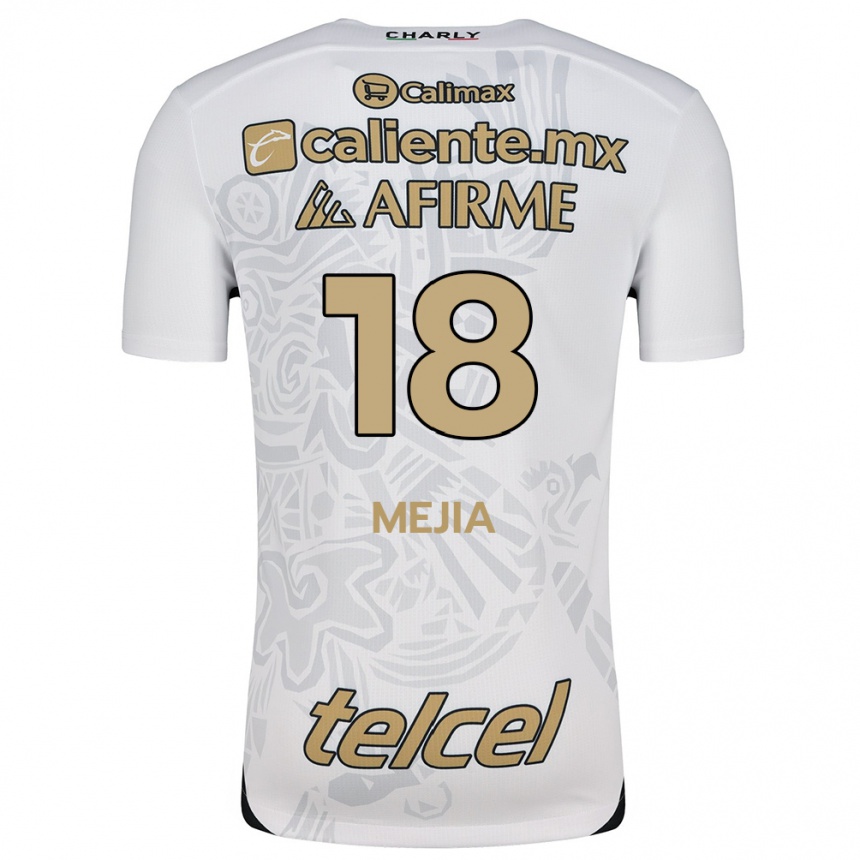 Hombre Fútbol Camiseta Aarón Mejía #18 Blanco Negro 2ª Equipación 2024/25 Argentina