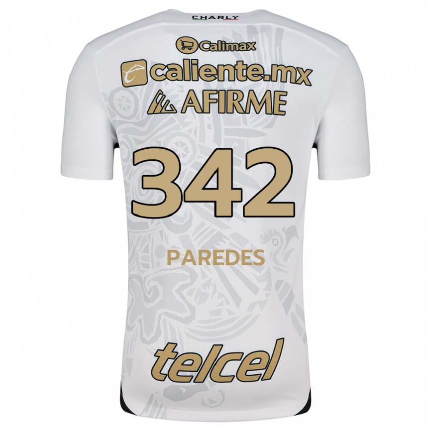 Hombre Fútbol Camiseta Santiago Paredes #342 Blanco Negro 2ª Equipación 2024/25 Argentina