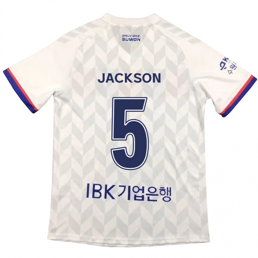 Hombre Fútbol Camiseta Lachlan Jackson #5 Blanco Azul 2ª Equipación 2024/25 Argentina