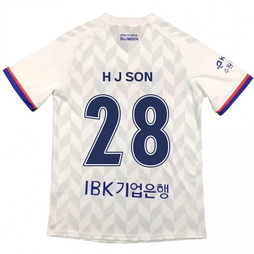 Hombre Fútbol Camiseta Jun-Ho Son #28 Blanco Azul 2ª Equipación 2024/25 Argentina