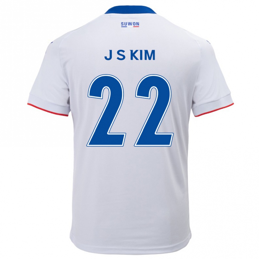 Hombre Fútbol Camiseta Sang-Jun Kim #22 Blanco Azul 2ª Equipación 2024/25 Argentina