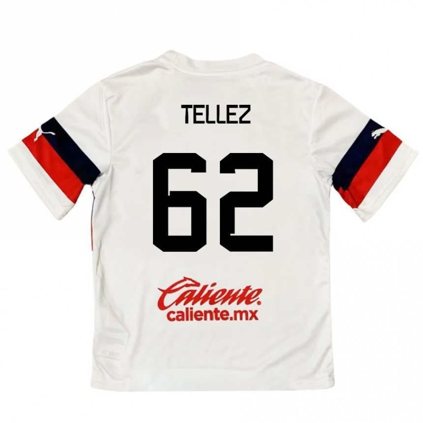 Hombre Fútbol Camiseta Brandon Téllez #62 Blanco Rojo 2ª Equipación 2024/25 Argentina