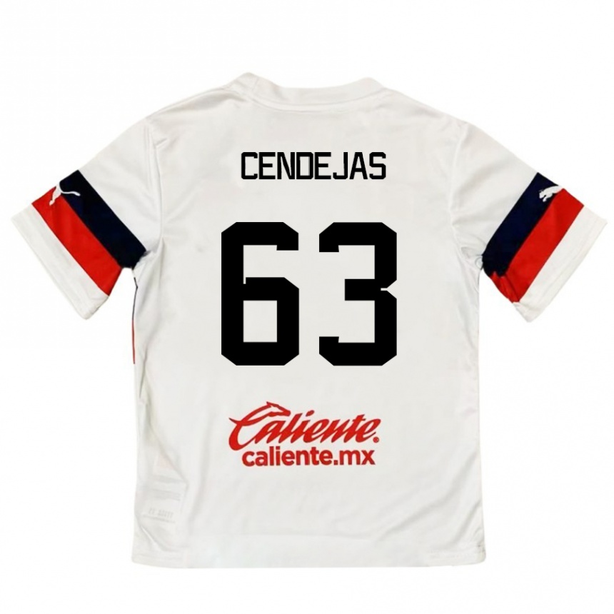 Hombre Fútbol Camiseta Matías Cendejas #63 Blanco Rojo 2ª Equipación 2024/25 Argentina