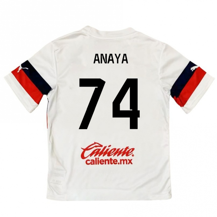 Hombre Fútbol Camiseta Mario Anaya #74 Blanco Rojo 2ª Equipación 2024/25 Argentina