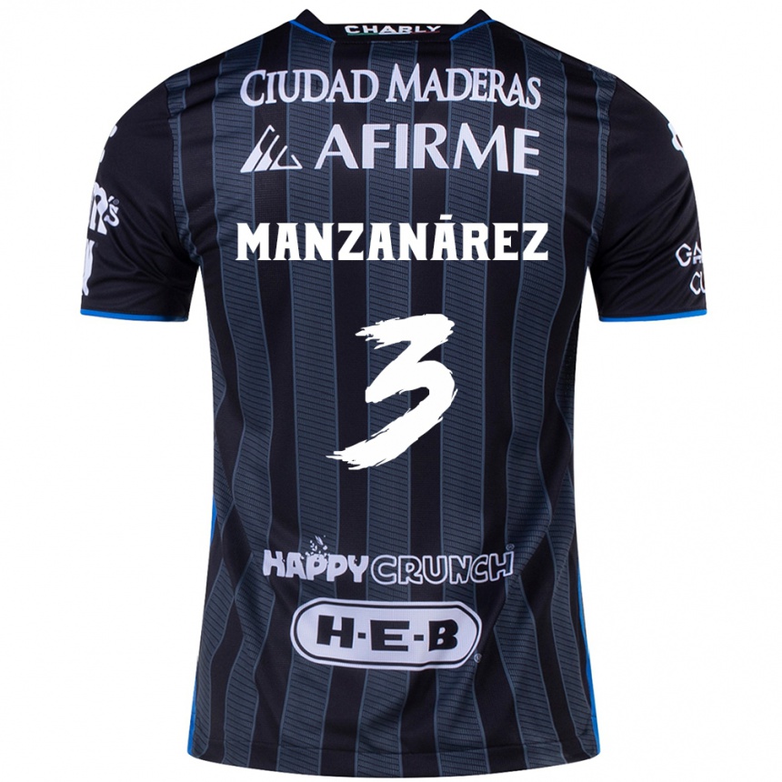 Hombre Fútbol Camiseta Óscar Manzanárez #3 Blanco Negro 2ª Equipación 2024/25 Argentina