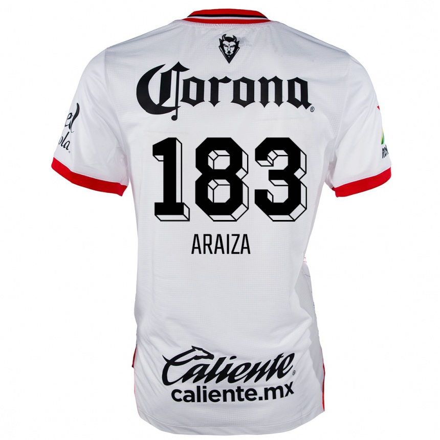 Hombre Fútbol Camiseta Daniel Araiza #183 Blanco Rojo 2ª Equipación 2024/25 Argentina