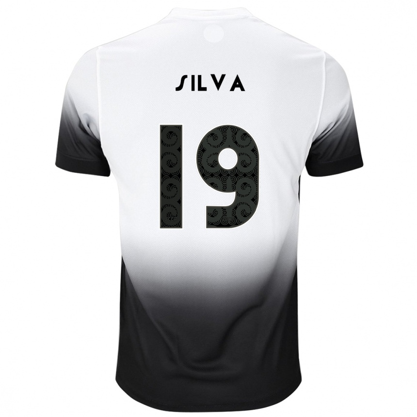 Mujer Fútbol Camiseta Gustavo Silva #19 Blanco Negro 1ª Equipación 2024/25 Argentina