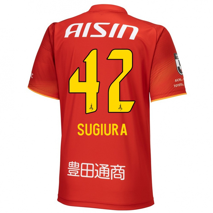 Mujer Fútbol Camiseta Shungo Sugiura #42 Rojo Blanco Amarillo 1ª Equipación 2024/25 Argentina