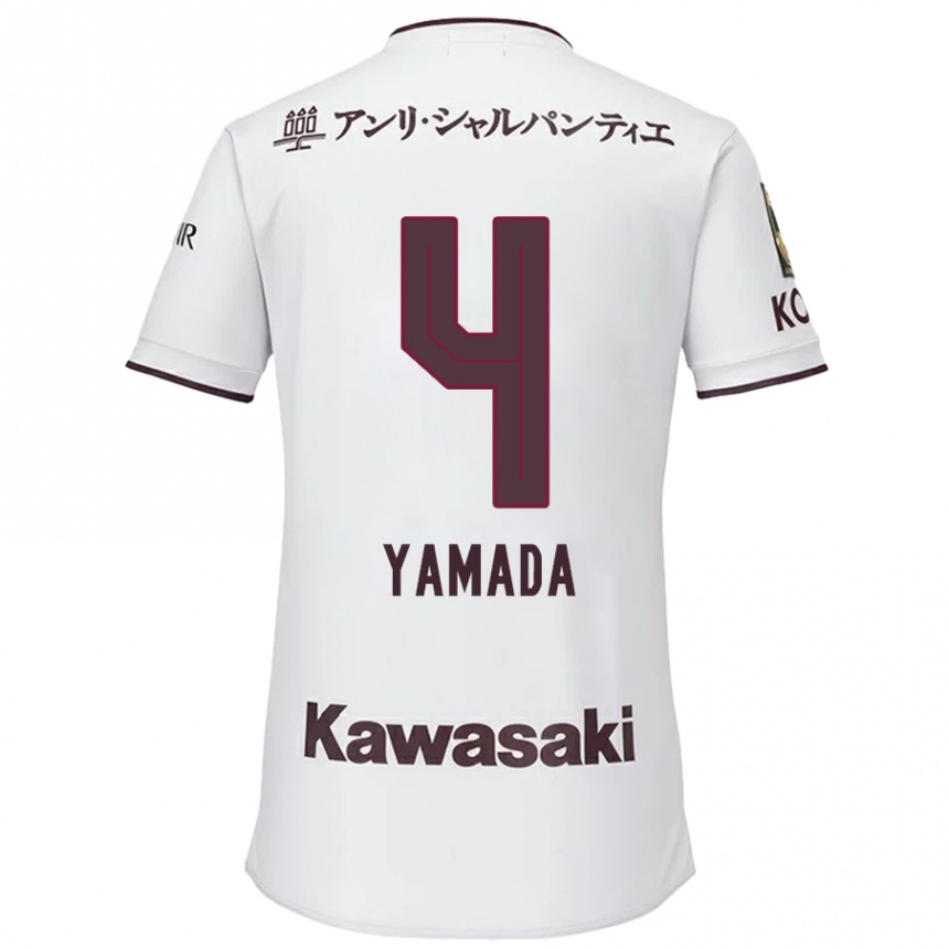 Mujer Fútbol Camiseta Kaito Yamada #4 Blanco Rojo 2ª Equipación 2024/25 Argentina