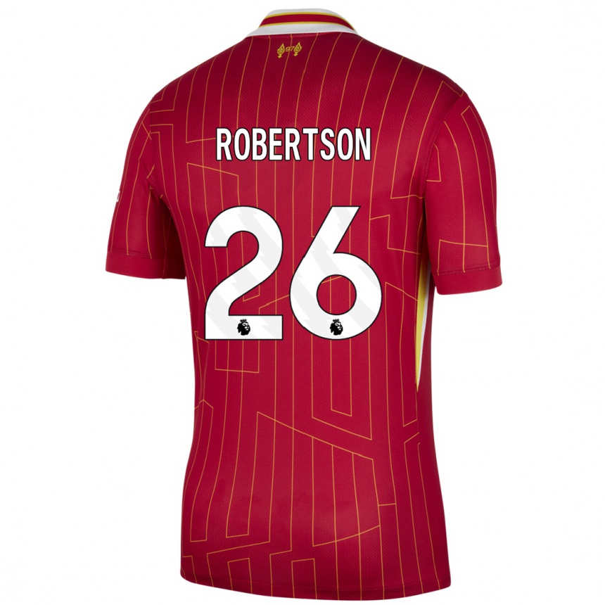 Niño Fútbol Camiseta Andrew Robertson #26 Rojo Amarillo Blanco 1ª Equipación 2024/25 Argentina