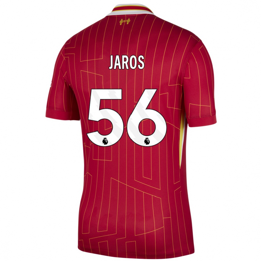 Niño Fútbol Camiseta Vitezslav Jaros #56 Rojo Amarillo Blanco 1ª Equipación 2024/25 Argentina