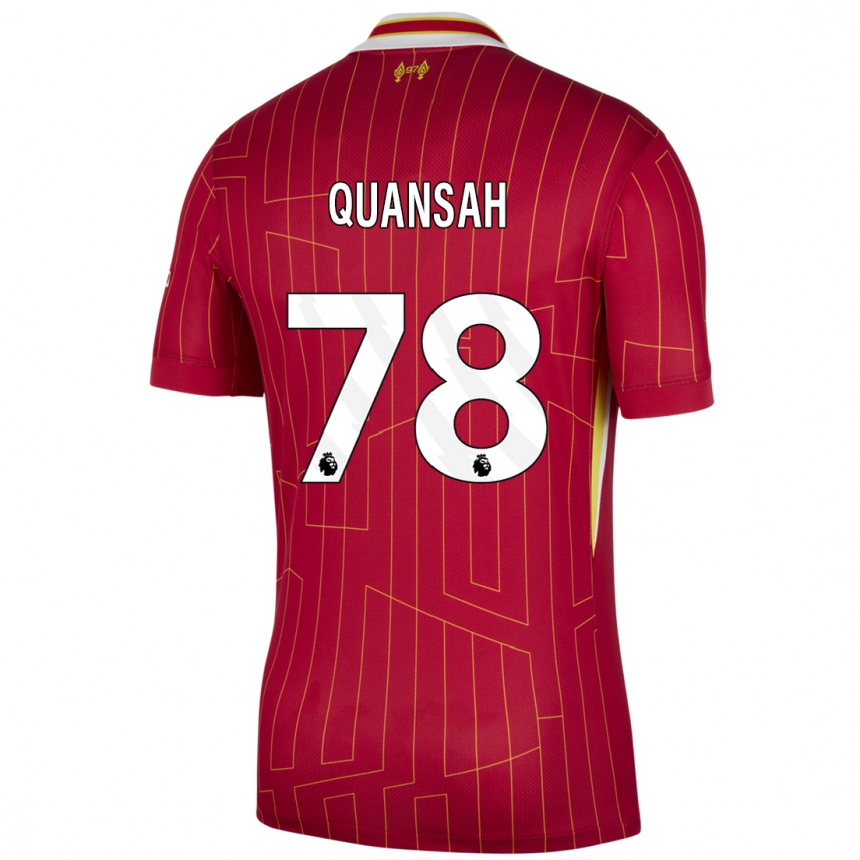 Niño Fútbol Camiseta Jarell Quansah #78 Rojo Amarillo Blanco 1ª Equipación 2024/25 Argentina