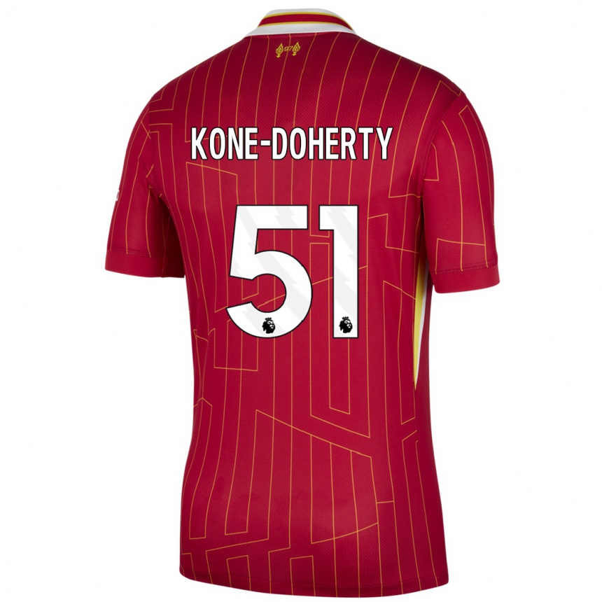 Niño Fútbol Camiseta Trent Kone-Doherty #51 Rojo Amarillo Blanco 1ª Equipación 2024/25 Argentina