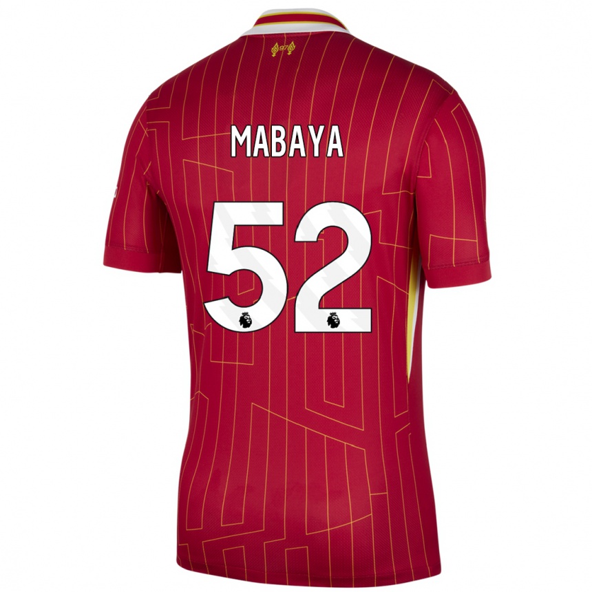 Niño Fútbol Camiseta Isaac Mabaya #52 Rojo Amarillo Blanco 1ª Equipación 2024/25 Argentina