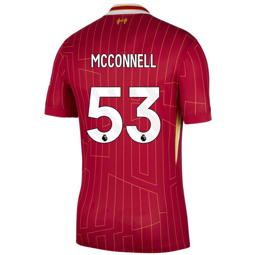 Niño Fútbol Camiseta James Mcconnell #53 Rojo Amarillo Blanco 1ª Equipación 2024/25 Argentina