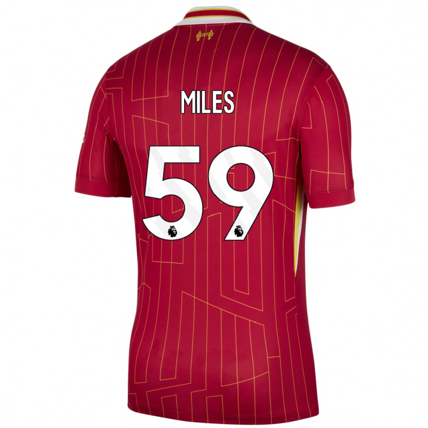 Niño Fútbol Camiseta Terence Miles #59 Rojo Amarillo Blanco 1ª Equipación 2024/25 Argentina