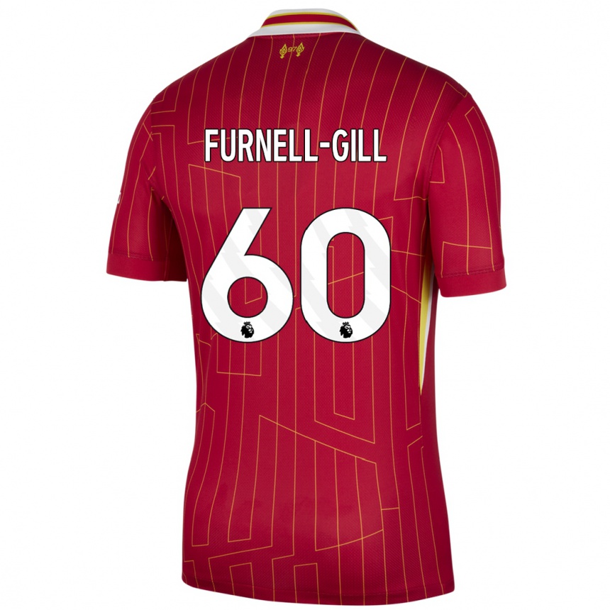 Niño Fútbol Camiseta Luca Furnell-Gill #60 Rojo Amarillo Blanco 1ª Equipación 2024/25 Argentina