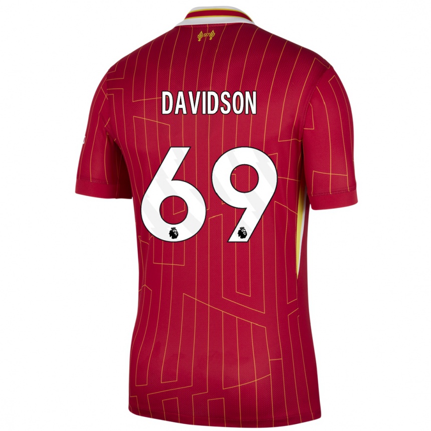 Niño Fútbol Camiseta Josh Davidson #69 Rojo Amarillo Blanco 1ª Equipación 2024/25 Argentina