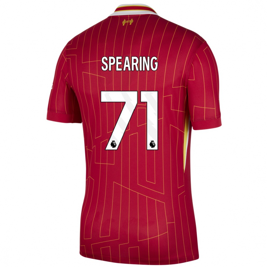 Niño Fútbol Camiseta Jay Spearing #71 Rojo Amarillo Blanco 1ª Equipación 2024/25 Argentina