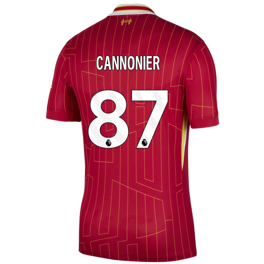 Niño Fútbol Camiseta Oakley Cannonier #87 Rojo Amarillo Blanco 1ª Equipación 2024/25 Argentina