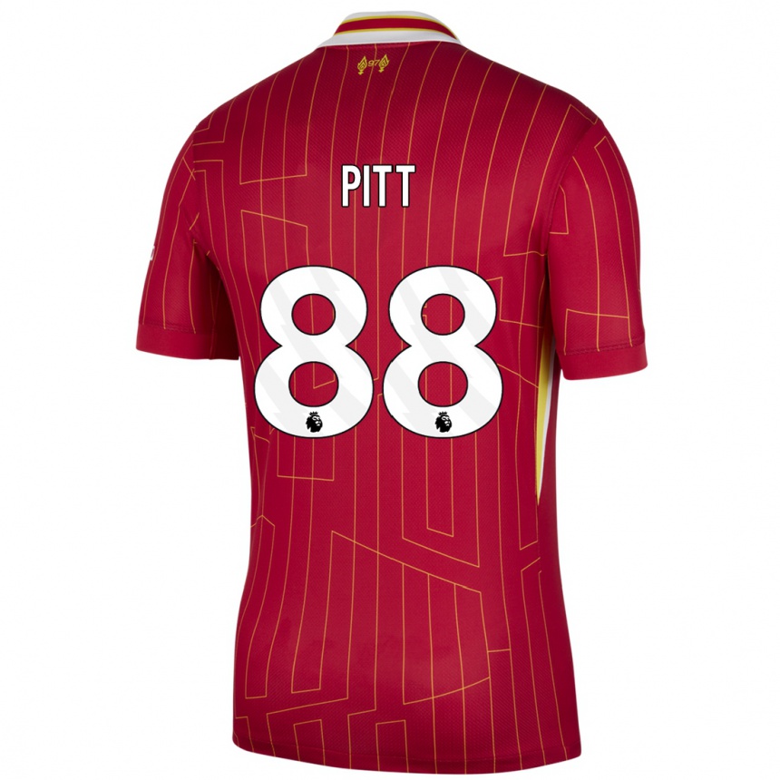 Niño Fútbol Camiseta Lucas Pitt #88 Rojo Amarillo Blanco 1ª Equipación 2024/25 Argentina