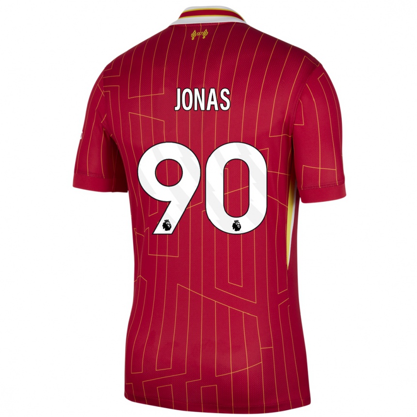 Niño Fútbol Camiseta Lee Jonas #90 Rojo Amarillo Blanco 1ª Equipación 2024/25 Argentina