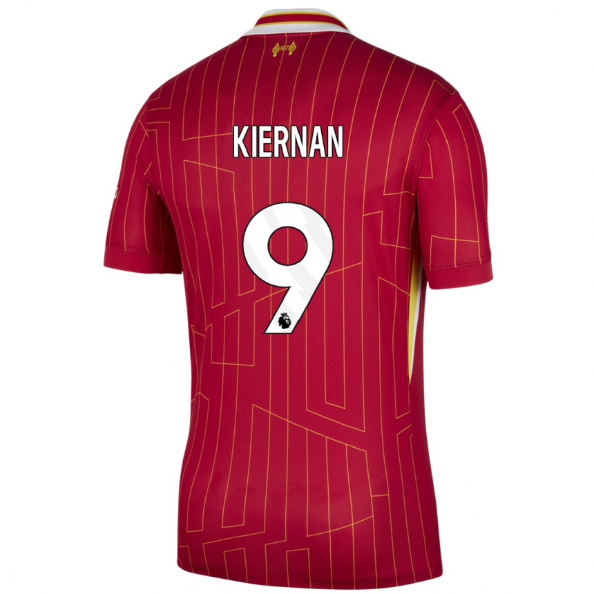 Niño Fútbol Camiseta Leanne Kiernan #9 Rojo Amarillo Blanco 1ª Equipación 2024/25 Argentina