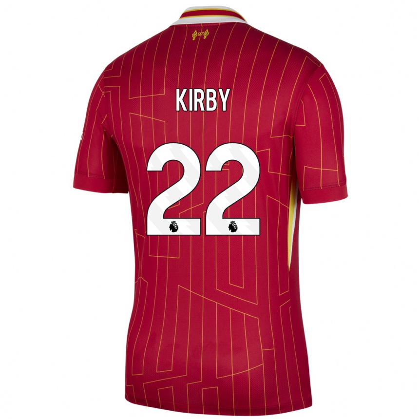 Niño Fútbol Camiseta Faye Kirby #22 Rojo Amarillo Blanco 1ª Equipación 2024/25 Argentina