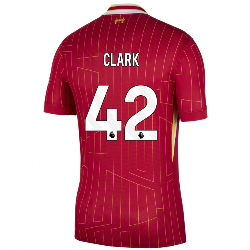 Niño Fútbol Camiseta Bobby Clark #42 Rojo Amarillo Blanco 1ª Equipación 2024/25 Argentina