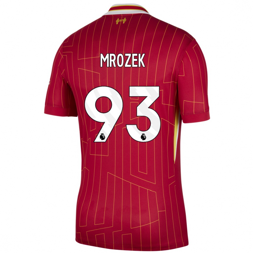 Niño Fútbol Camiseta Fabian Mrozek #93 Rojo Amarillo Blanco 1ª Equipación 2024/25 Argentina