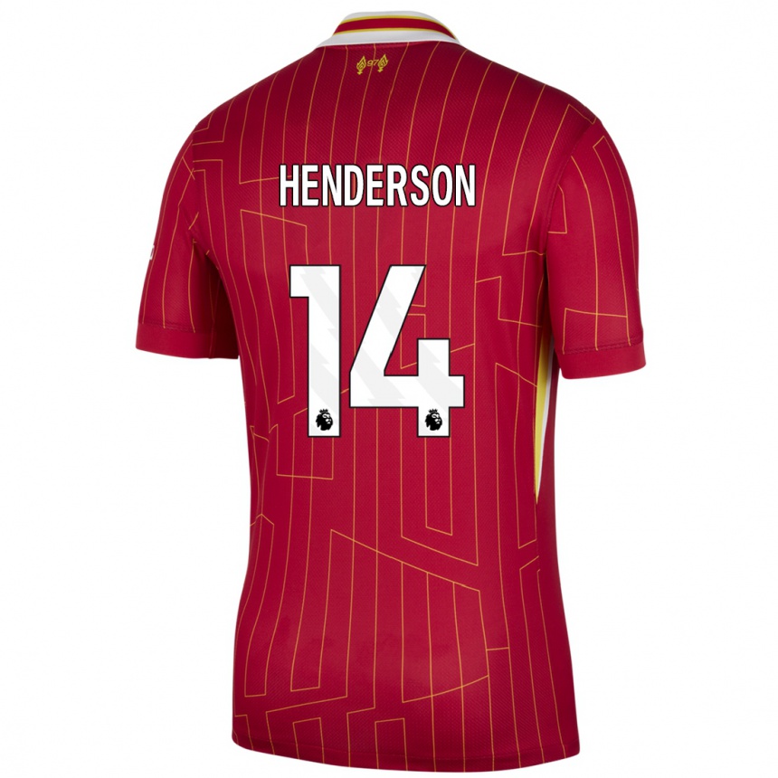 Niño Fútbol Camiseta Henderson #14 Rojo Amarillo Blanco 1ª Equipación 2024/25 Argentina