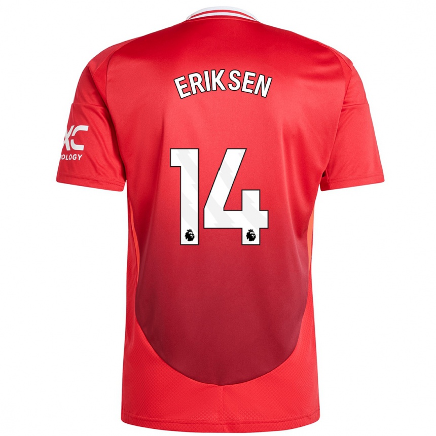 Niño Fútbol Camiseta Christian Eriksen #14 Rojo Brillante 1ª Equipación 2024/25 Argentina