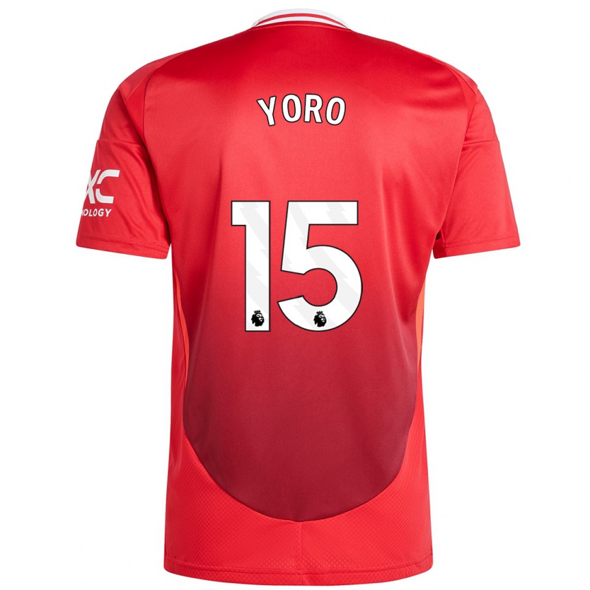 Niño Fútbol Camiseta Leny Yoro #15 Rojo Brillante 1ª Equipación 2024/25 Argentina