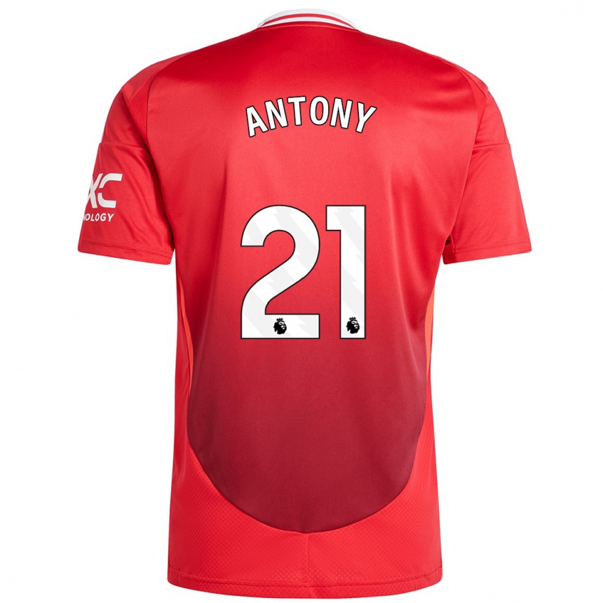 Niño Fútbol Camiseta Antony #21 Rojo Brillante 1ª Equipación 2024/25 Argentina