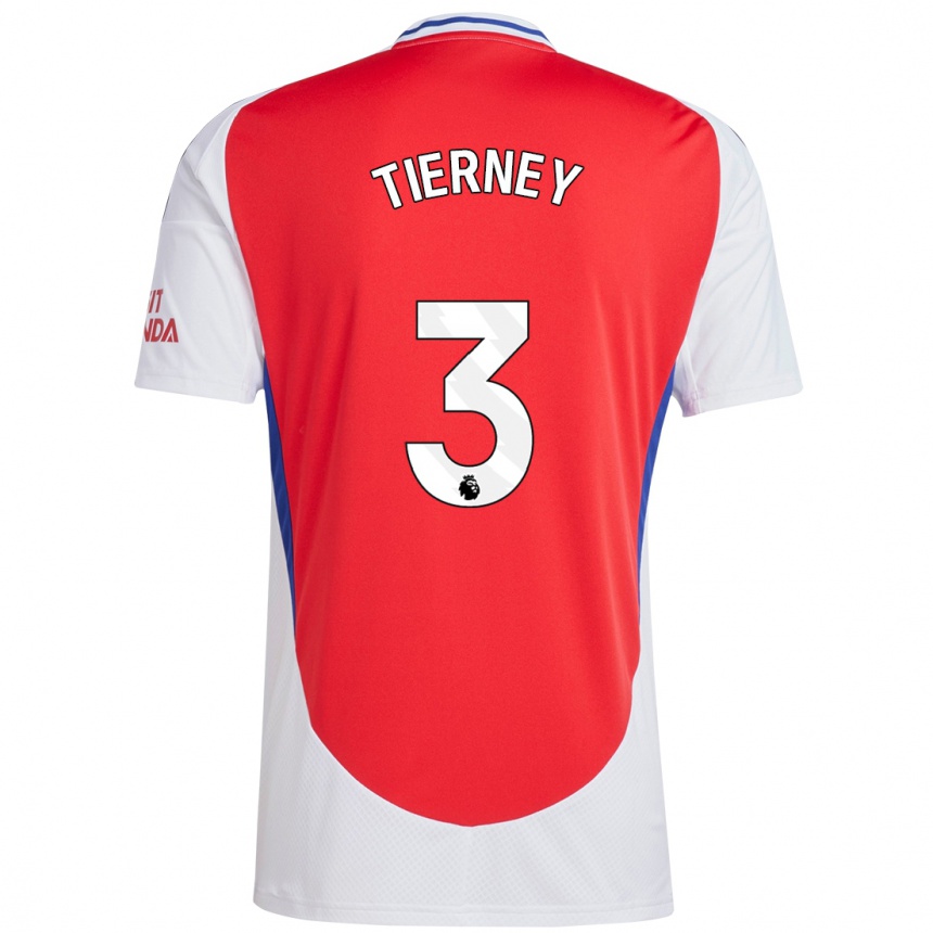 Niño Fútbol Camiseta Kieran Tierney #3 Rojo Blanco 1ª Equipación 2024/25 Argentina